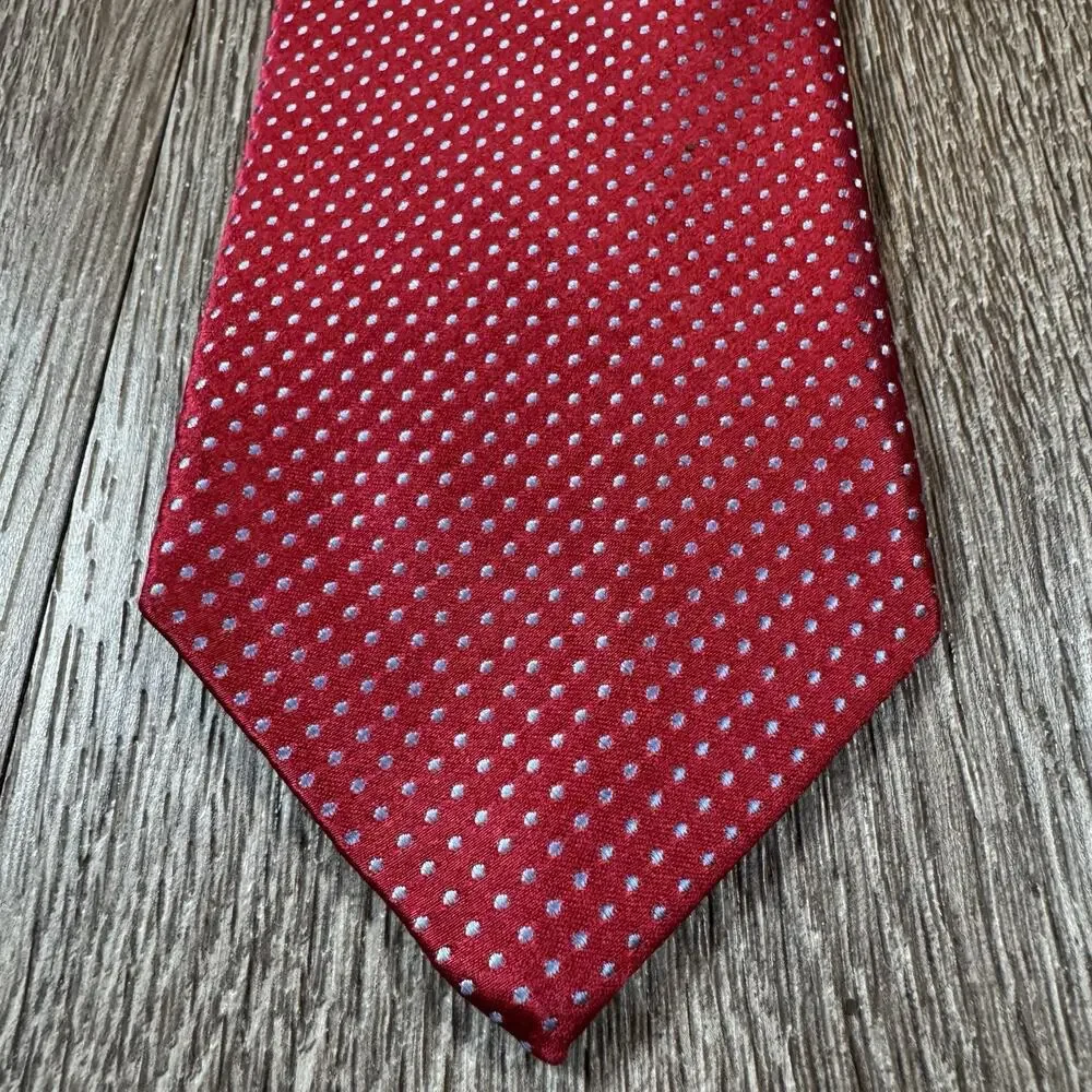 Men's Silk Blue Dot Red Neck Tie Hand Sewn by Robert Talbott for Nordstrom
